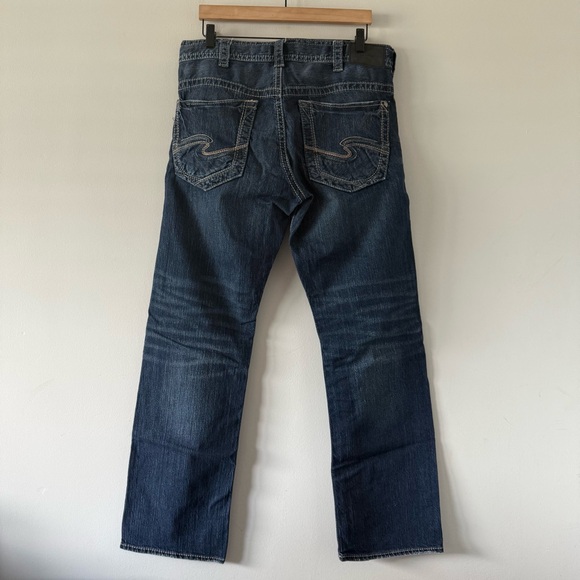 Silver Jeans Gordie Mens 34x34 Straight Fit Whiskered Thick Stitch Western - Picture 2 of 14